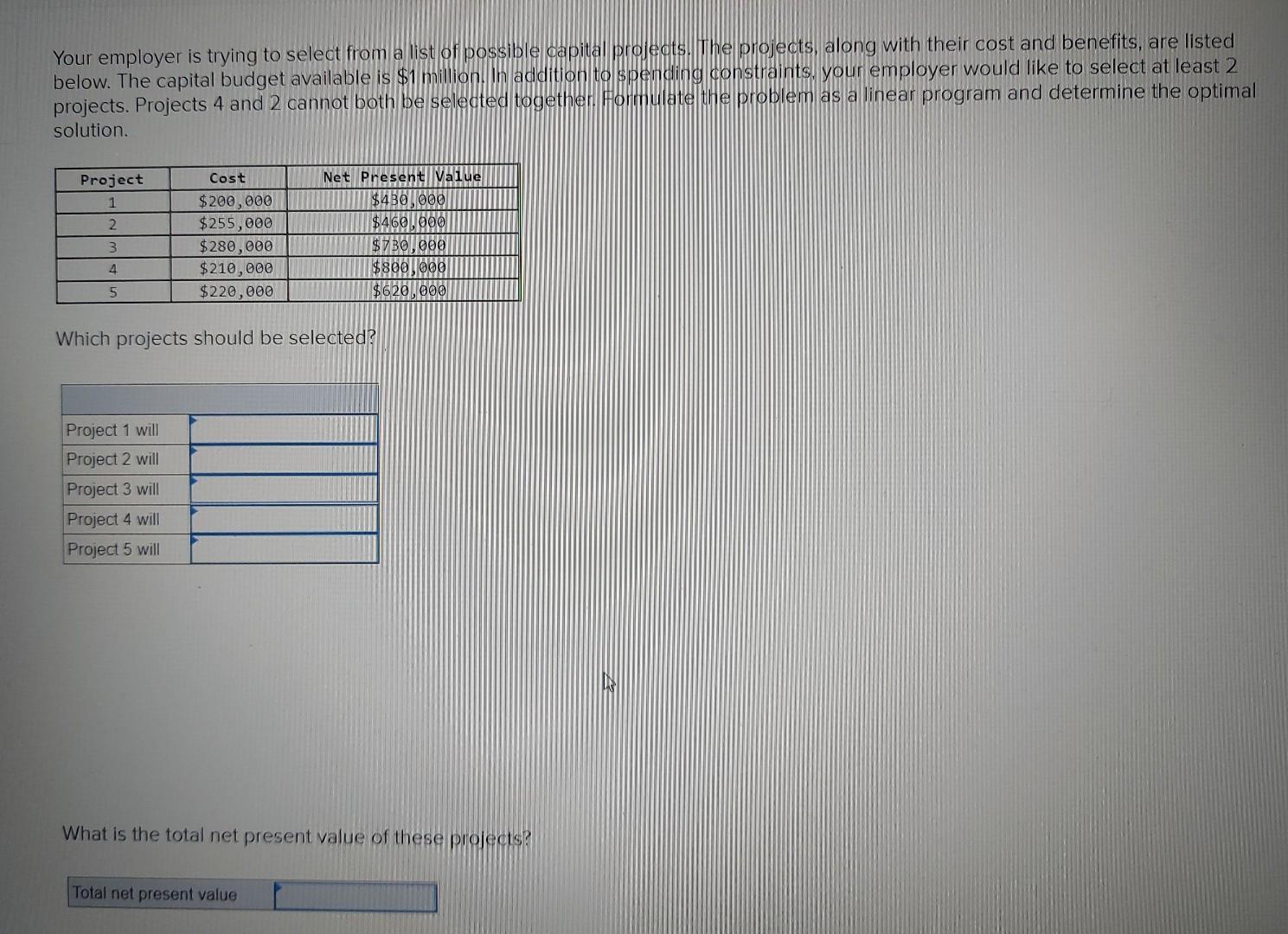 Your employer is trying to select from a list of