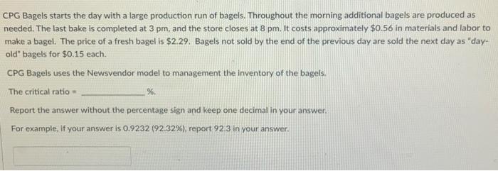pls CPG Bagels starts the day with a large