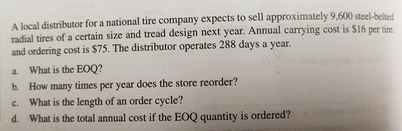 a A local distributor for a national tire company