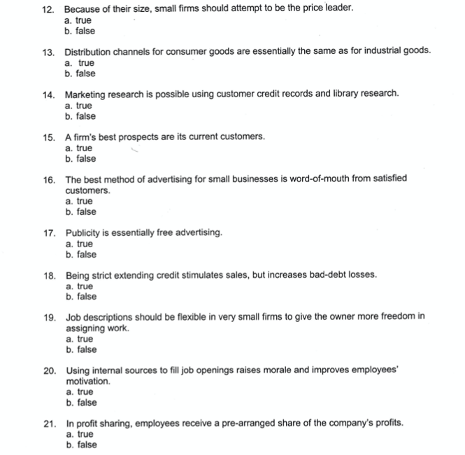 12. Because of their size, small firms should
