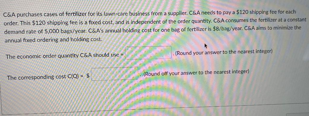 C&A purchases cases of fertilizer for its