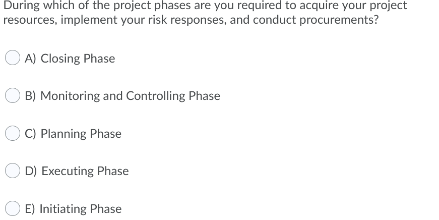 During which of the project phases are you