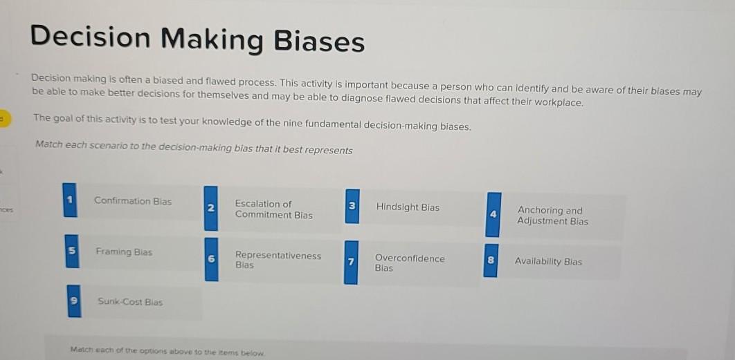 Decision Making Biases Decision making is often a