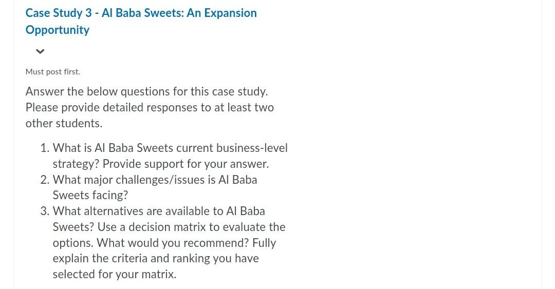 Case Study 3 - Al Baba Sweets: An Expansion