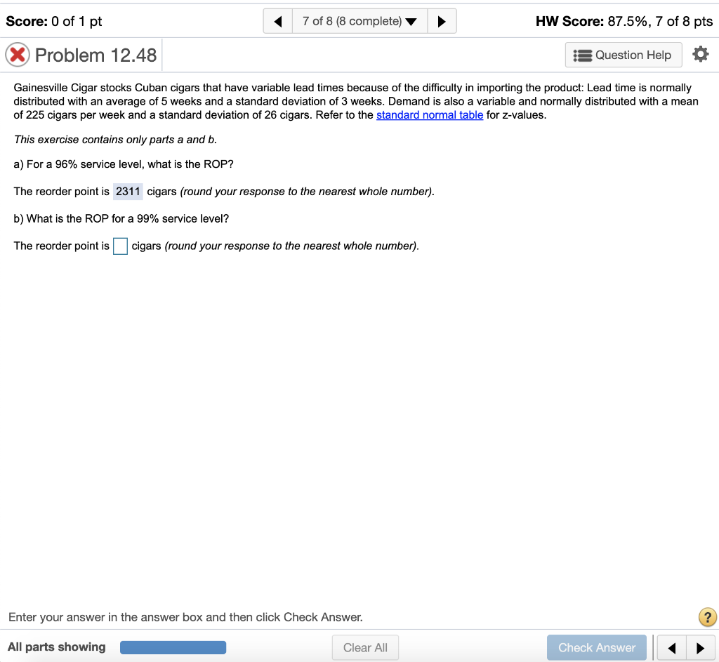 Score: 0 of 1 pt 7 of 8 (8 complete) HW Score: