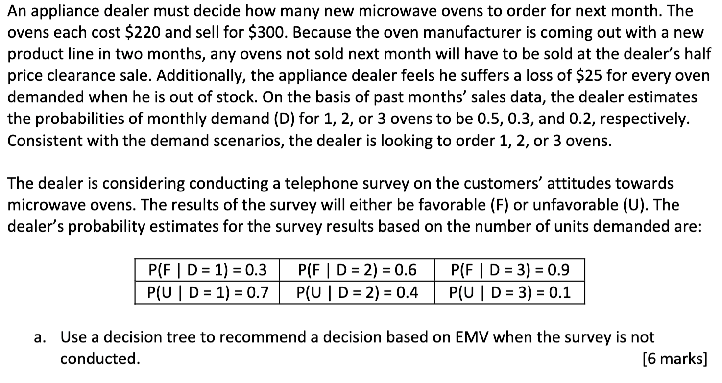 An appliance dealer must decide how many new