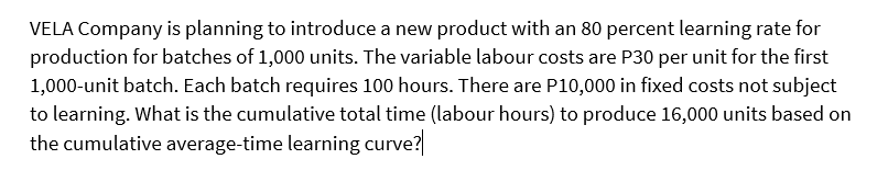 VELA Company is planning to introduce a new