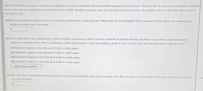 Eastman. Publishing Company is considering