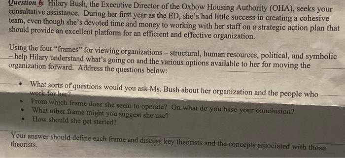 help Question bt Hilary Bush, the Executive