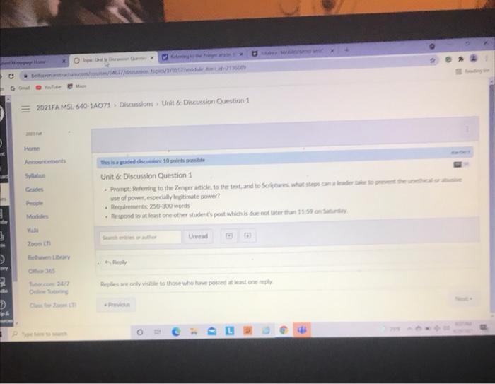 2021FA MSL-640-1A071 Discussions Unit 6