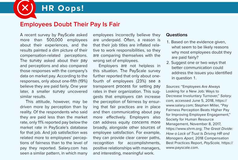 Question 1 and 2 Employees Doubt Their Pay Is Fair