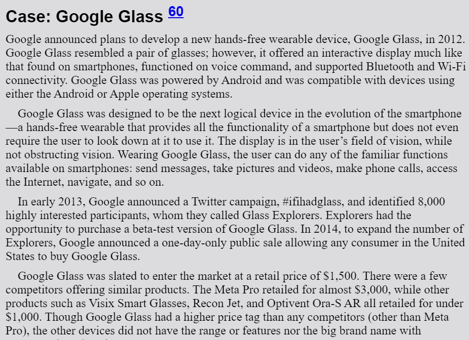 Briefly state the PIC for Google Glass. Is this a