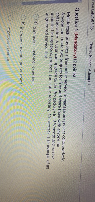 Time Left:1:55:55 Charles Kimber: Attempt 1