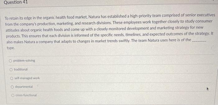 Question 40 Think about telecommuting and