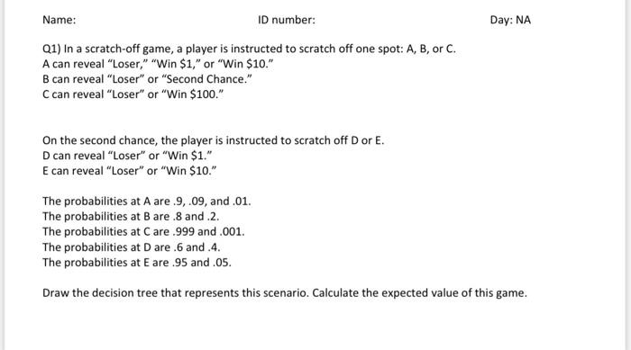 Q1) Five specialty jobs at a tool and die shop