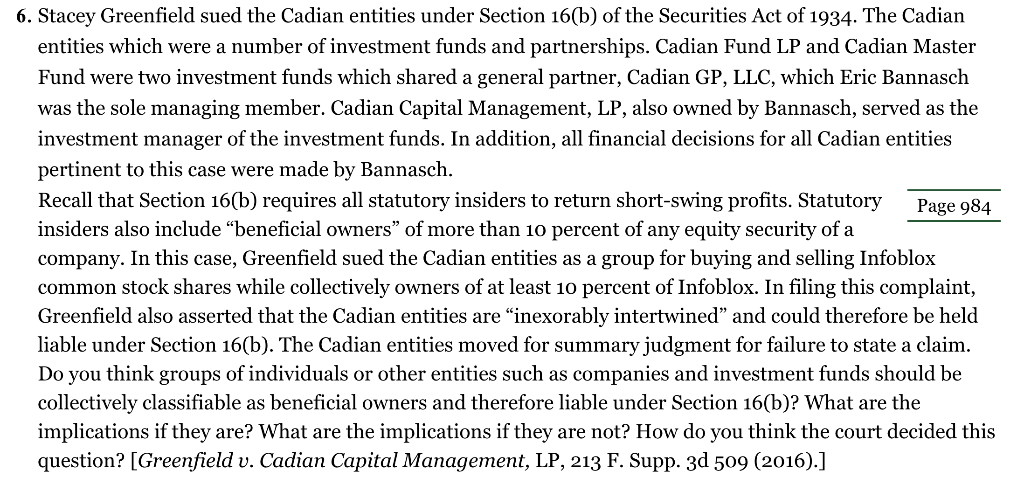 6. Stacey Greenfield sued the Cadian entities