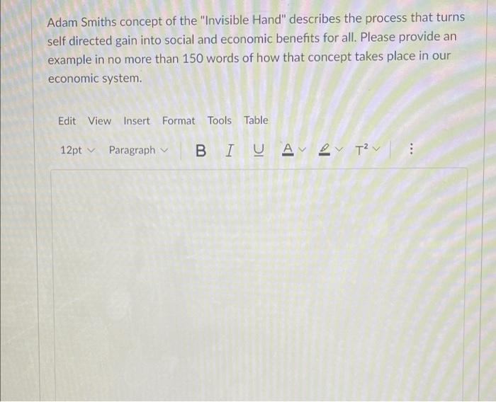 help please Adam Smiths concept of the "Invisible