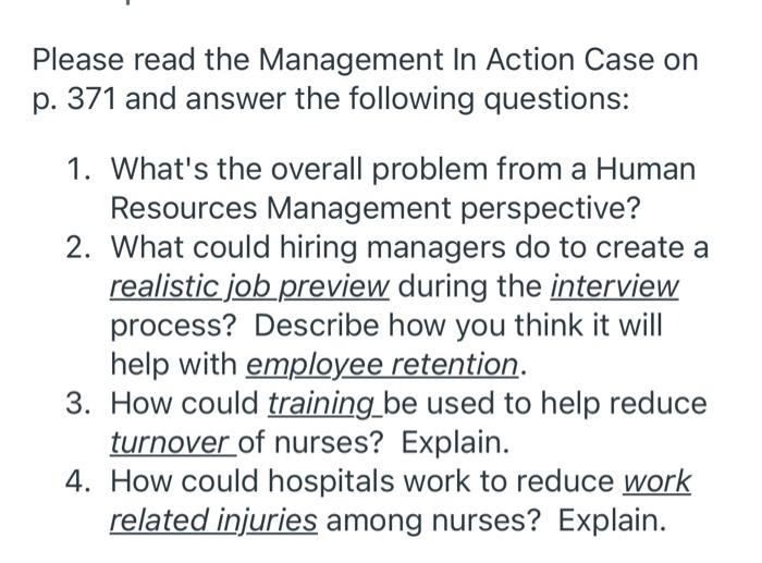 Please read the Management In Action Case on p.