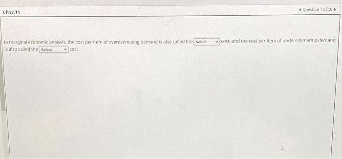 Ch12.11 Question of 10 cost, and the cost per