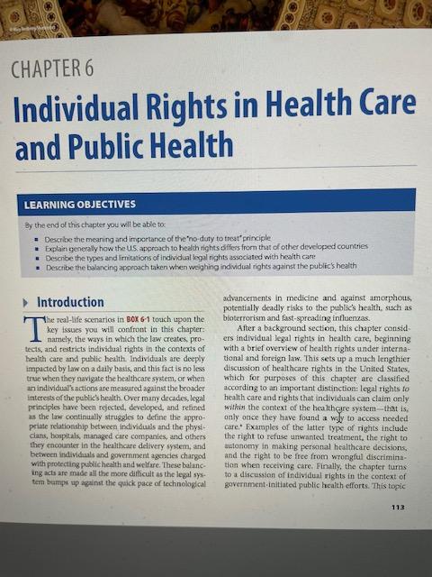 Topic: Legal rights in healthcare and public