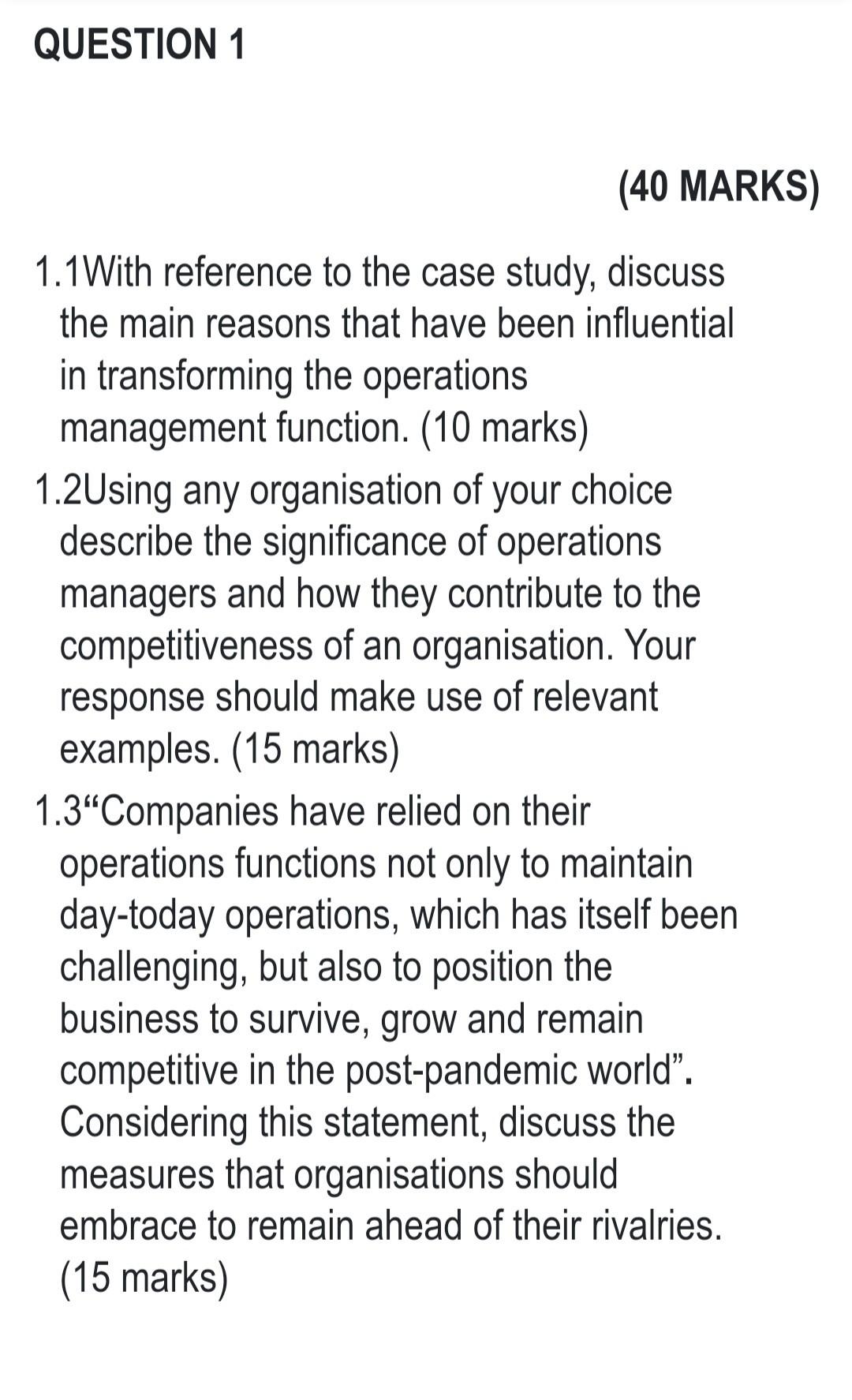 please answer all questions 1.1, 1.2, .1.3 please