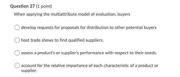 Question 16 (1 point) Salespeople should be