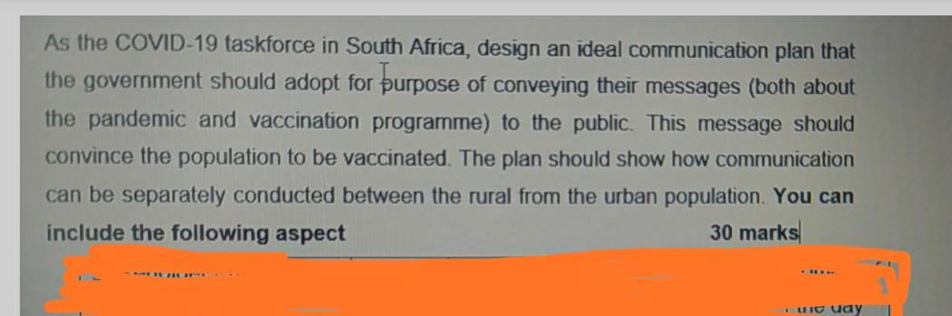Please help As the COVID-19 taskforce in South