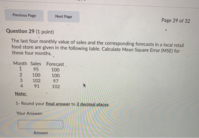 Previous Page Next Page Page 29 of 32 Question 29