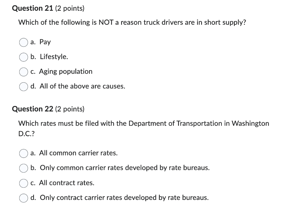 Which of the following is NOT a reason truck