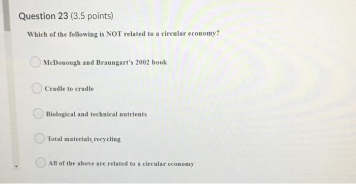 Question 23 (3.5 points) Which of the following