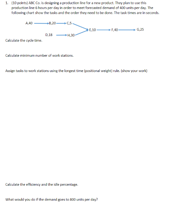1. (10 points) ABC Co. is designing a production