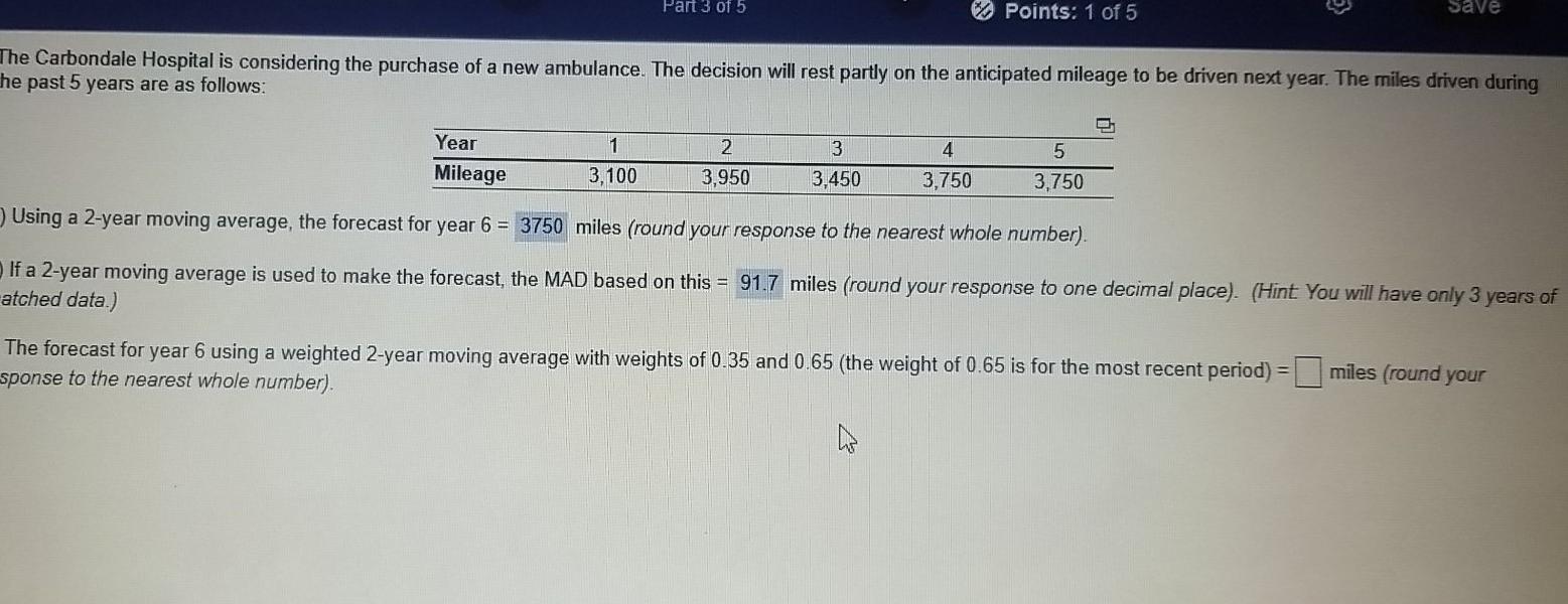 Part 3 of 5 Points: 1 of 5 Save The Carbondale