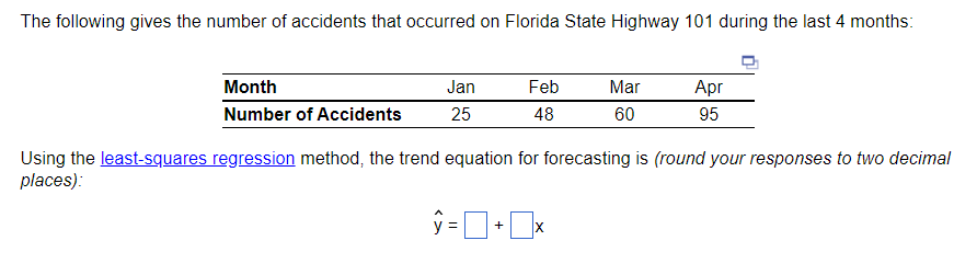 2) Using least-square regression, the forecast