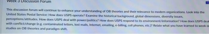 Week 3 Discussion Forum This discussion forum