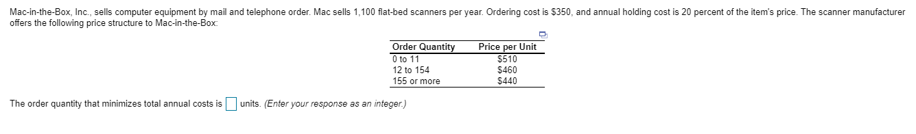 Mac-in-the-Box, Inc., sells computer equipment by