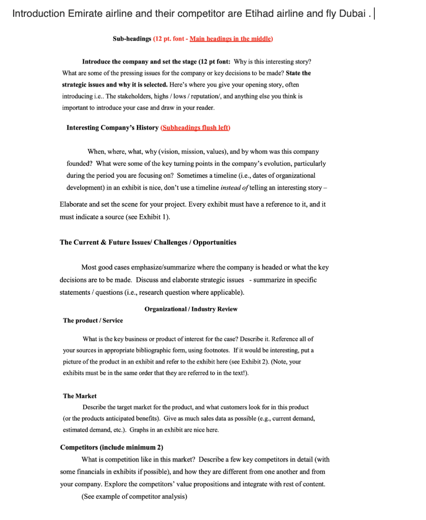 Introduction Emirate airline and their competitor