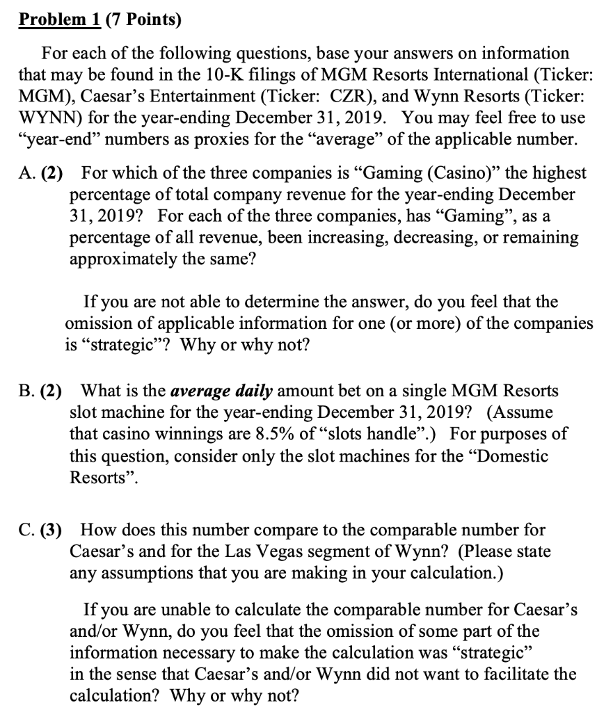 Problem 1 (7 Points) For each of the following