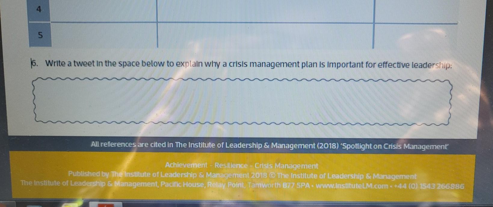 5 16. Write a tweet in the space below to explain