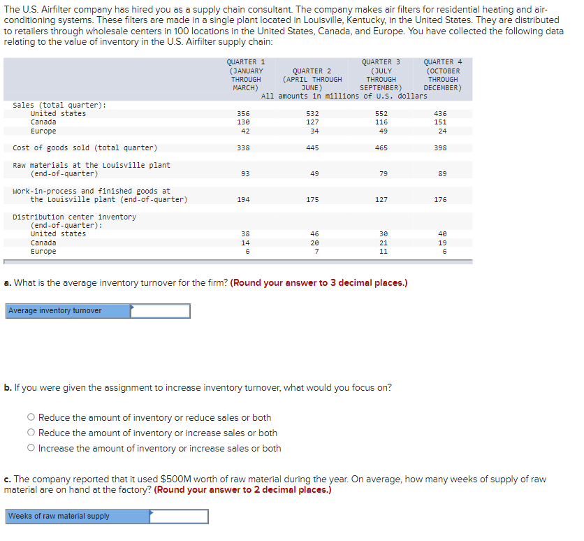 THROUGH The U.S. Airfilter company has hired you