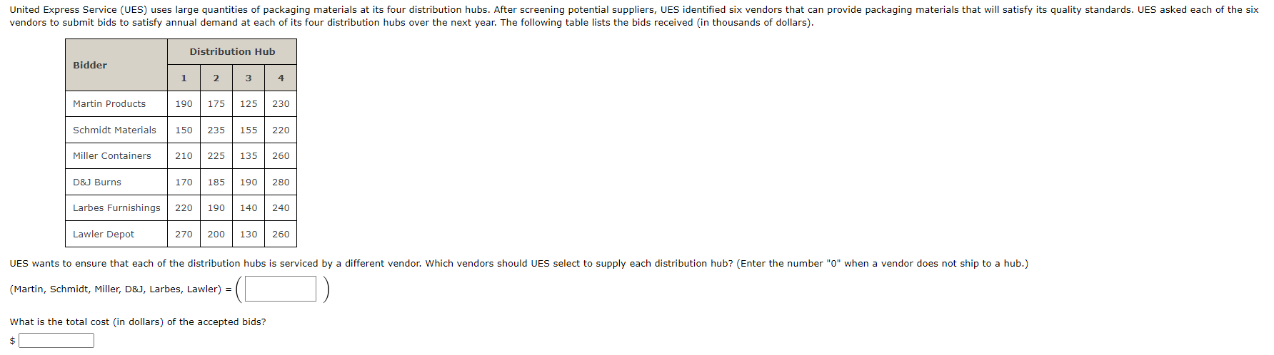 (Martin, Schmidt, Miller, D\&J, Larbes, Lawler)