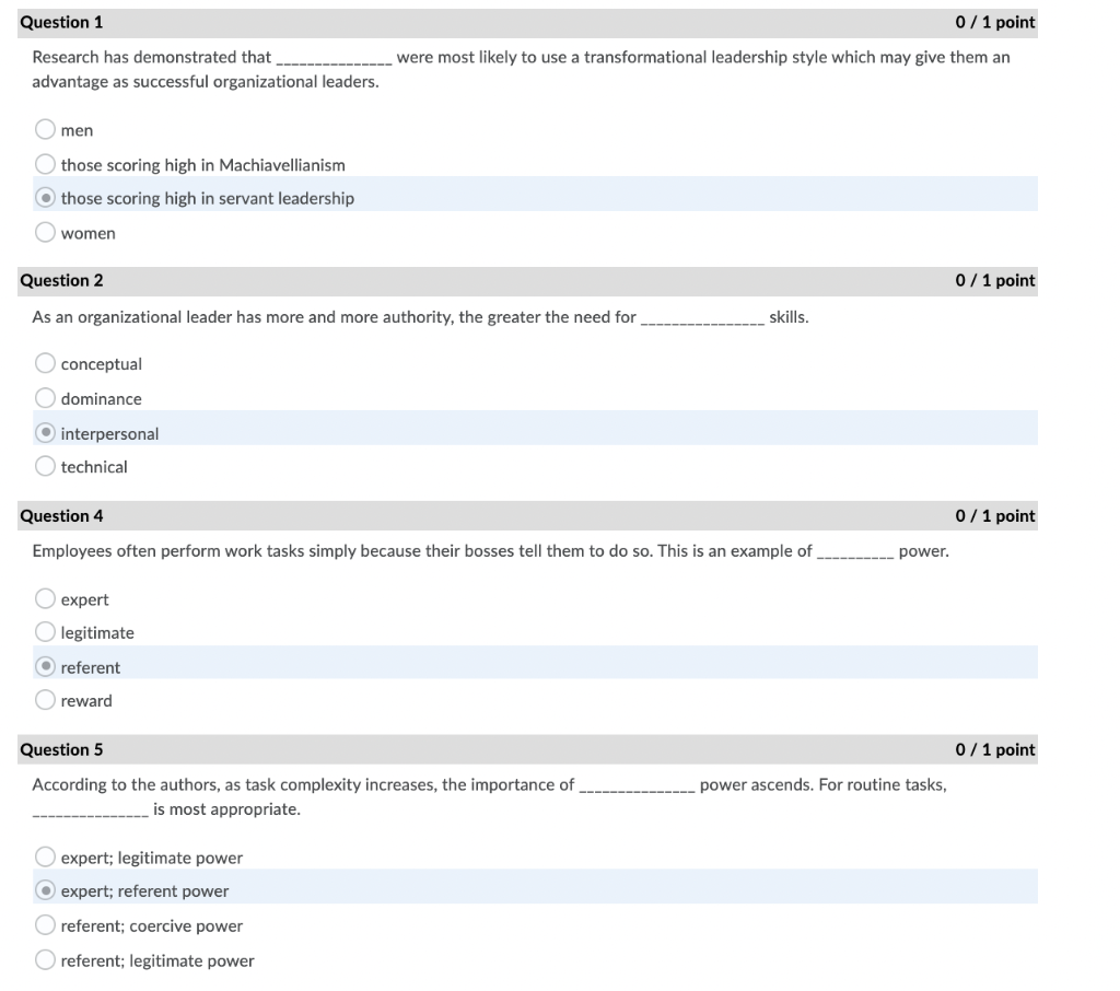 Question 1 0/1 point were most likely to use a