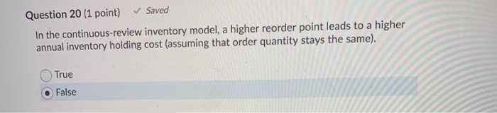 Question 20 (1 point) Saved In the continuous