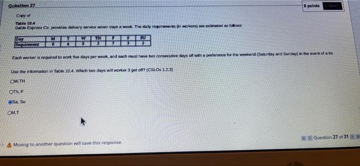 Question 27 s points Copy of Table 10.4 Gabilo