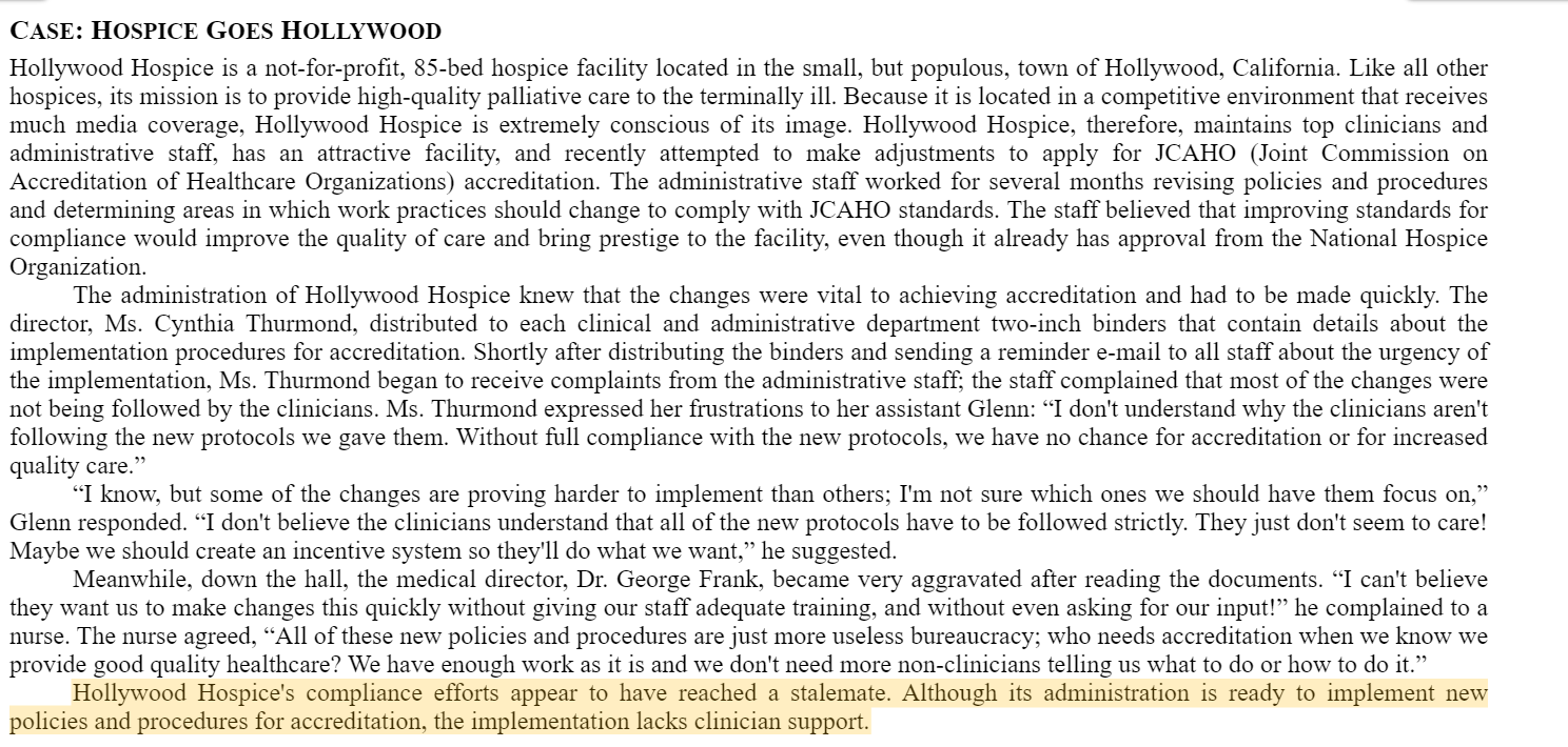 Hospice Goes Hollywood-p. 416 After reading the