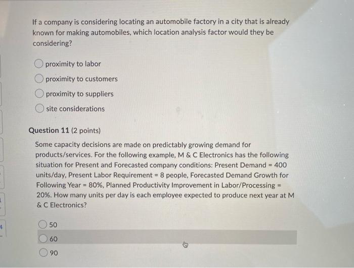 If a company is considering locating an