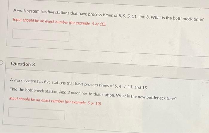 A work system has five stations that have process