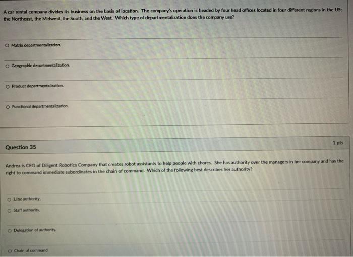 Acar rental company divides its business on the