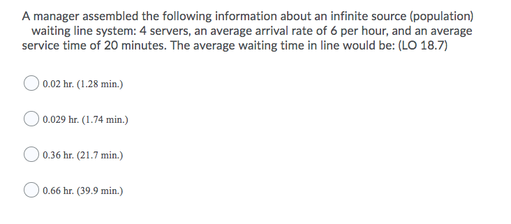 A manager assembled the following information