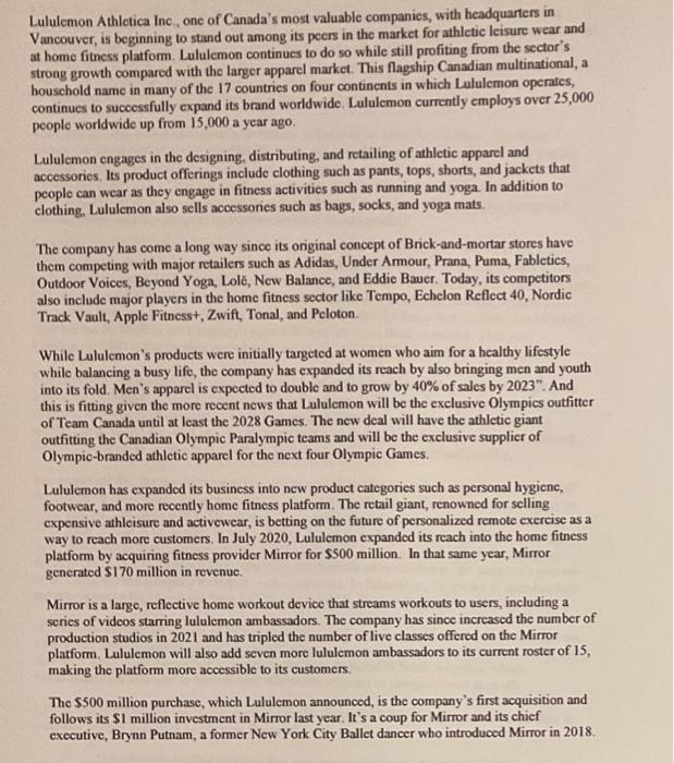 1 Lululemon Athletica Inc, one of Canada's most