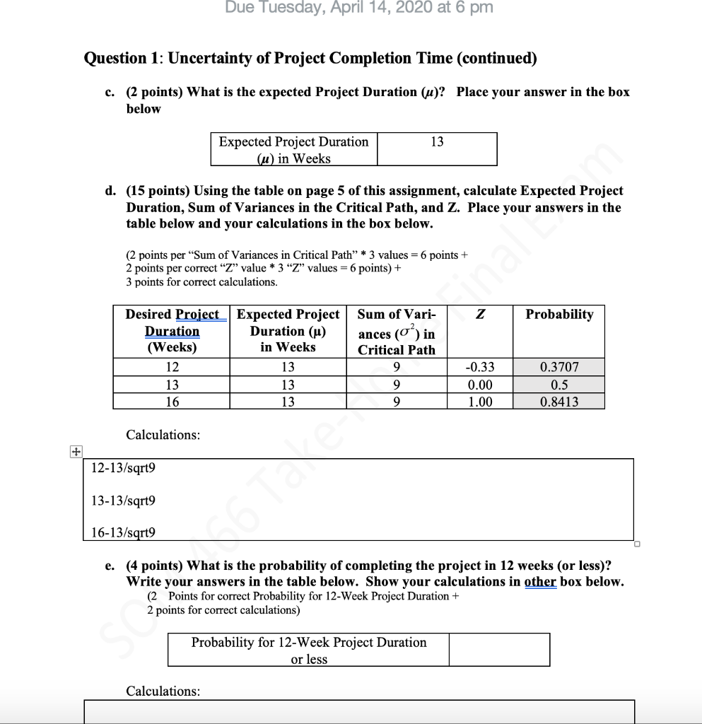 Looking at question 1 a-d being completed, I